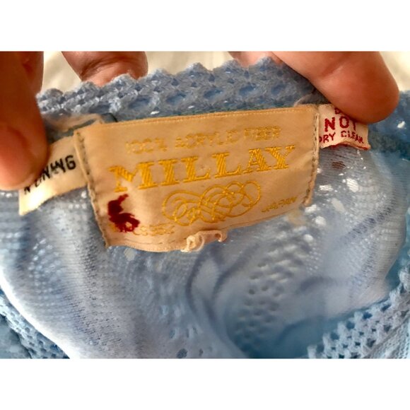 Vintage Millay Cardigan Sweater Light Blue retro 70s long sleeve cardigan sz L - Picture 8 of 9